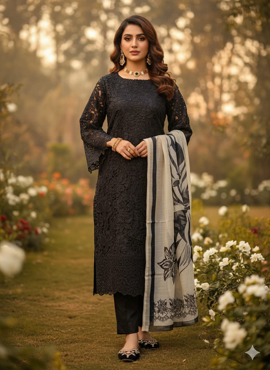 3 PIECE - BLACK BEAST ORGANZA SUIT